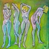 Three Natural Blondes by Maisie Parker, Painting, Acrylic on canvas
